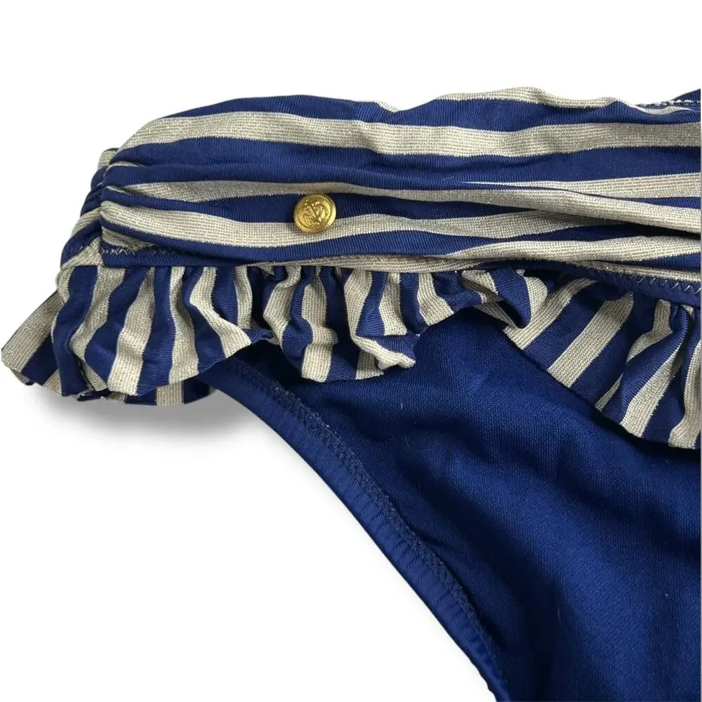 Jessica Simpson Blue Nautical Bathing Suit Bikini Bottoms Medium